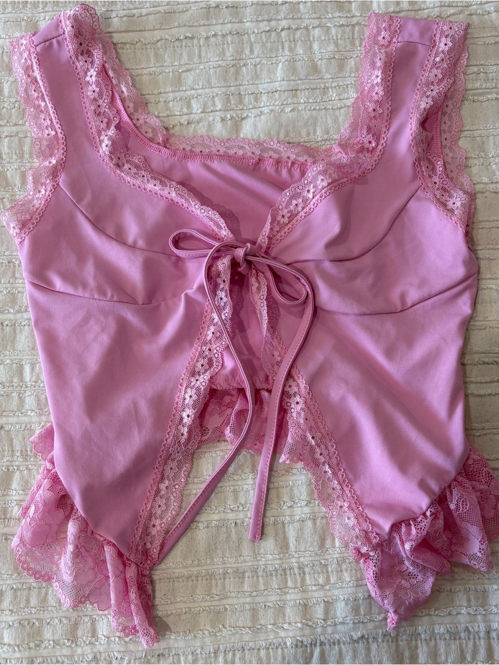 Pink Lace-Trim Top